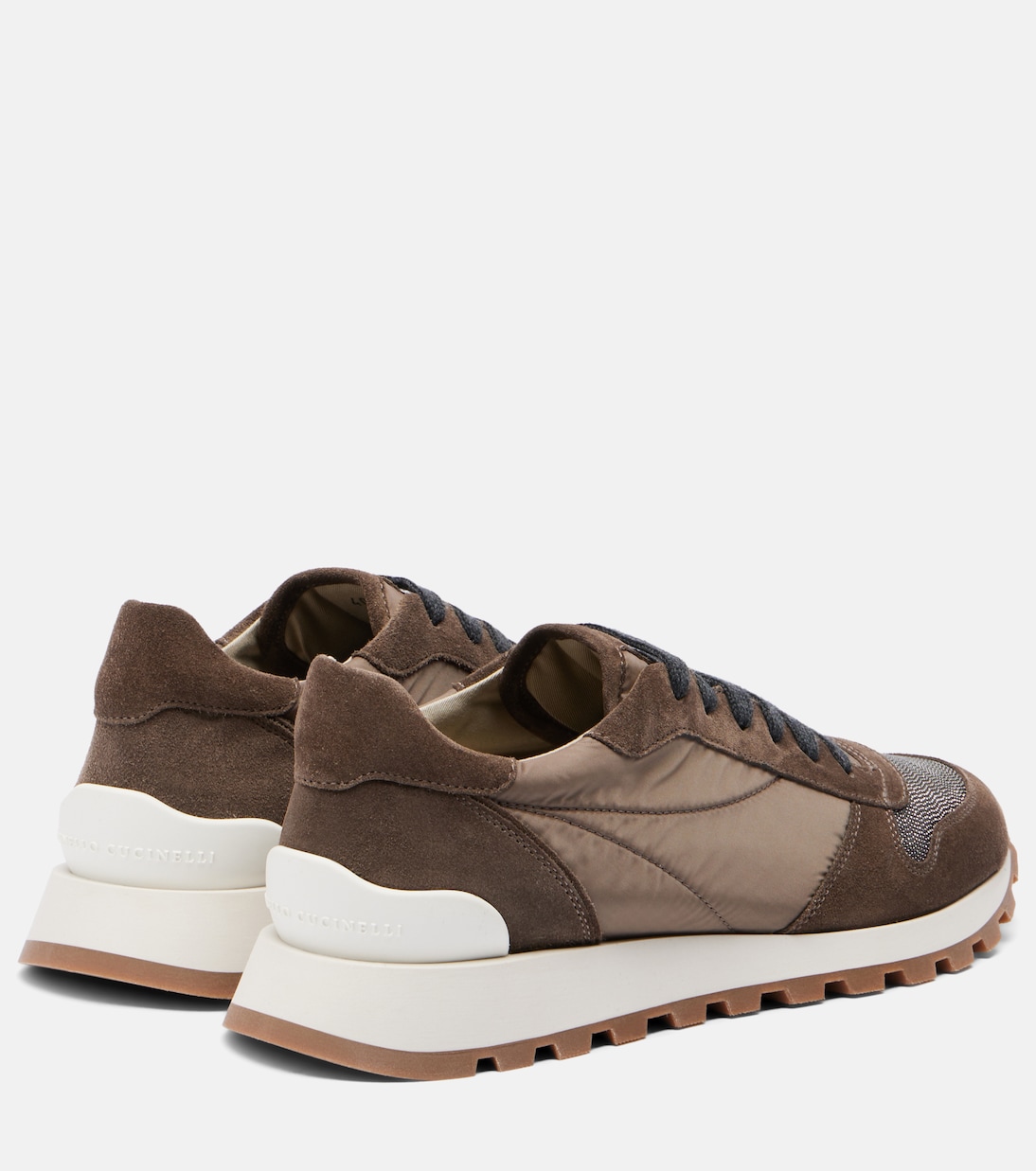 Monili suede-trimmed sneakers | Brunello Cucinelli