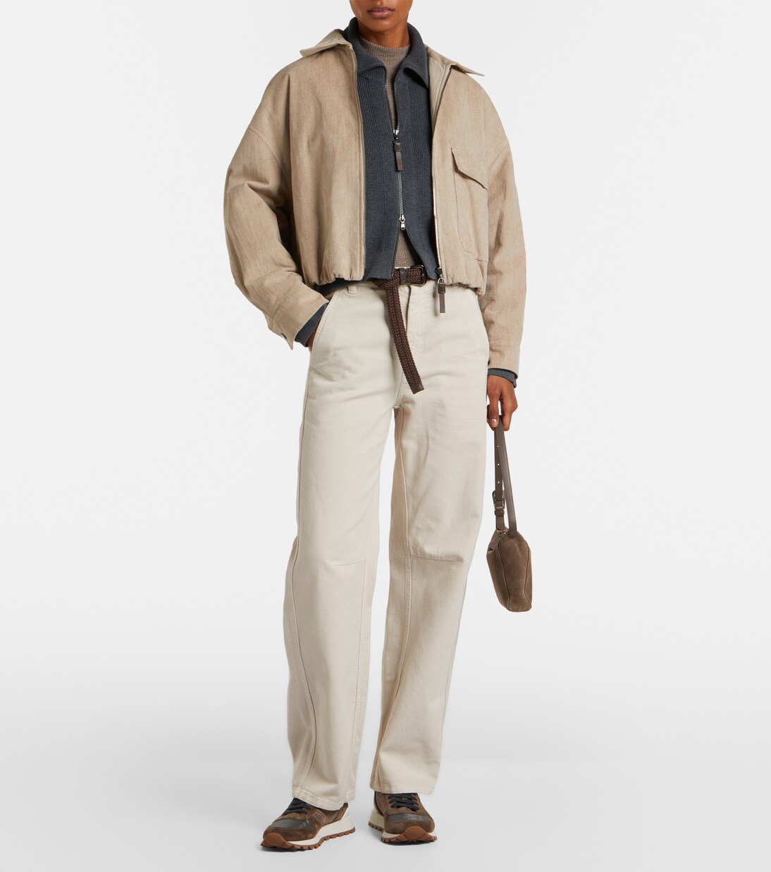 Monili suede-trimmed sneakers | Brunello Cucinelli