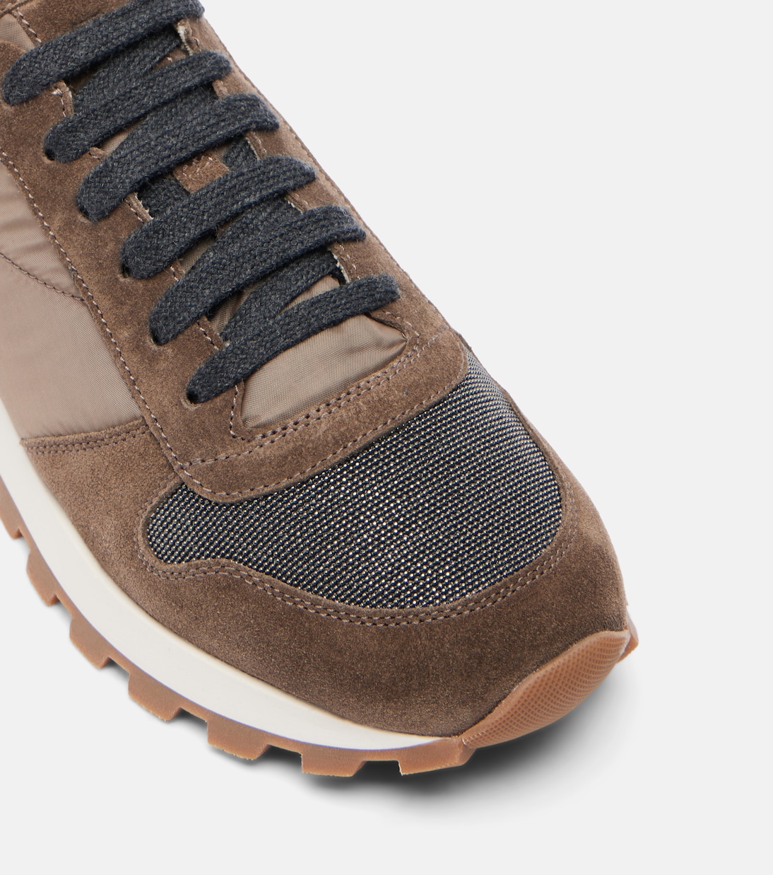 Monili suede-trimmed sneakers | Brunello Cucinelli
