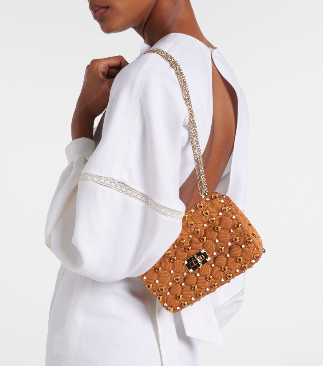 Rockstud Spike Small moiré shoulder bag | Valentino Garavani