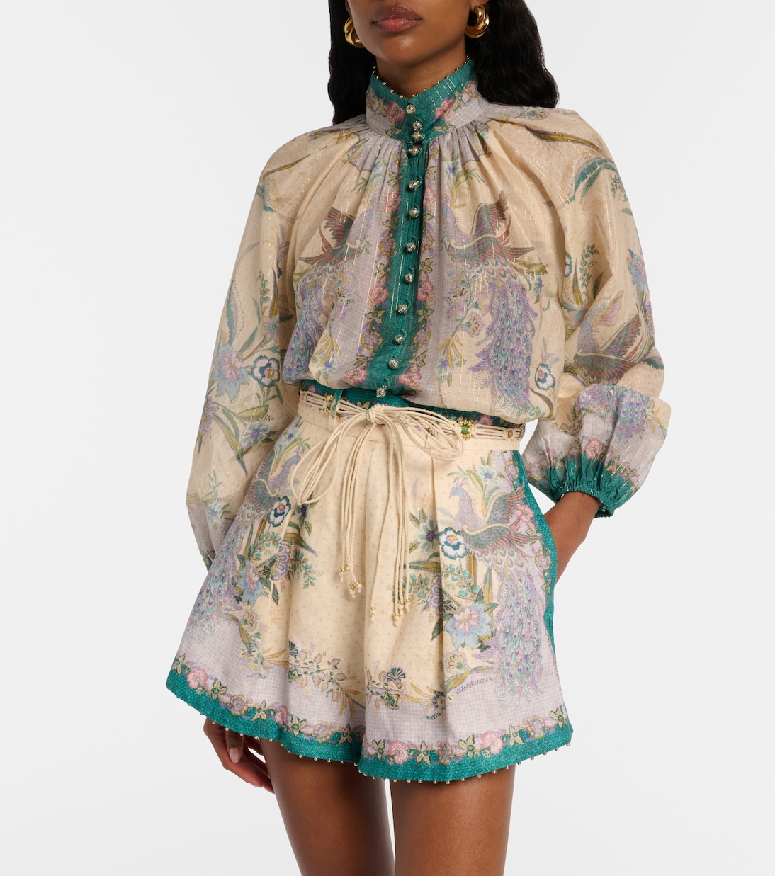 Blusa Indra in misto cotone e seta con stampa | Zimmermann