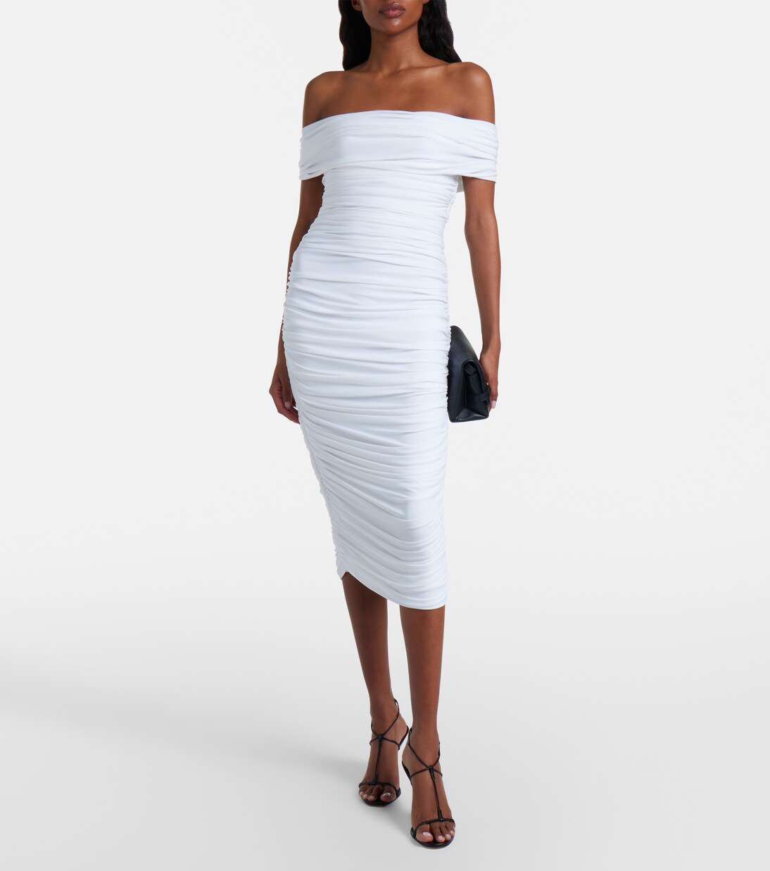 Ruched off-shoulder midi dress | Norma Kamali