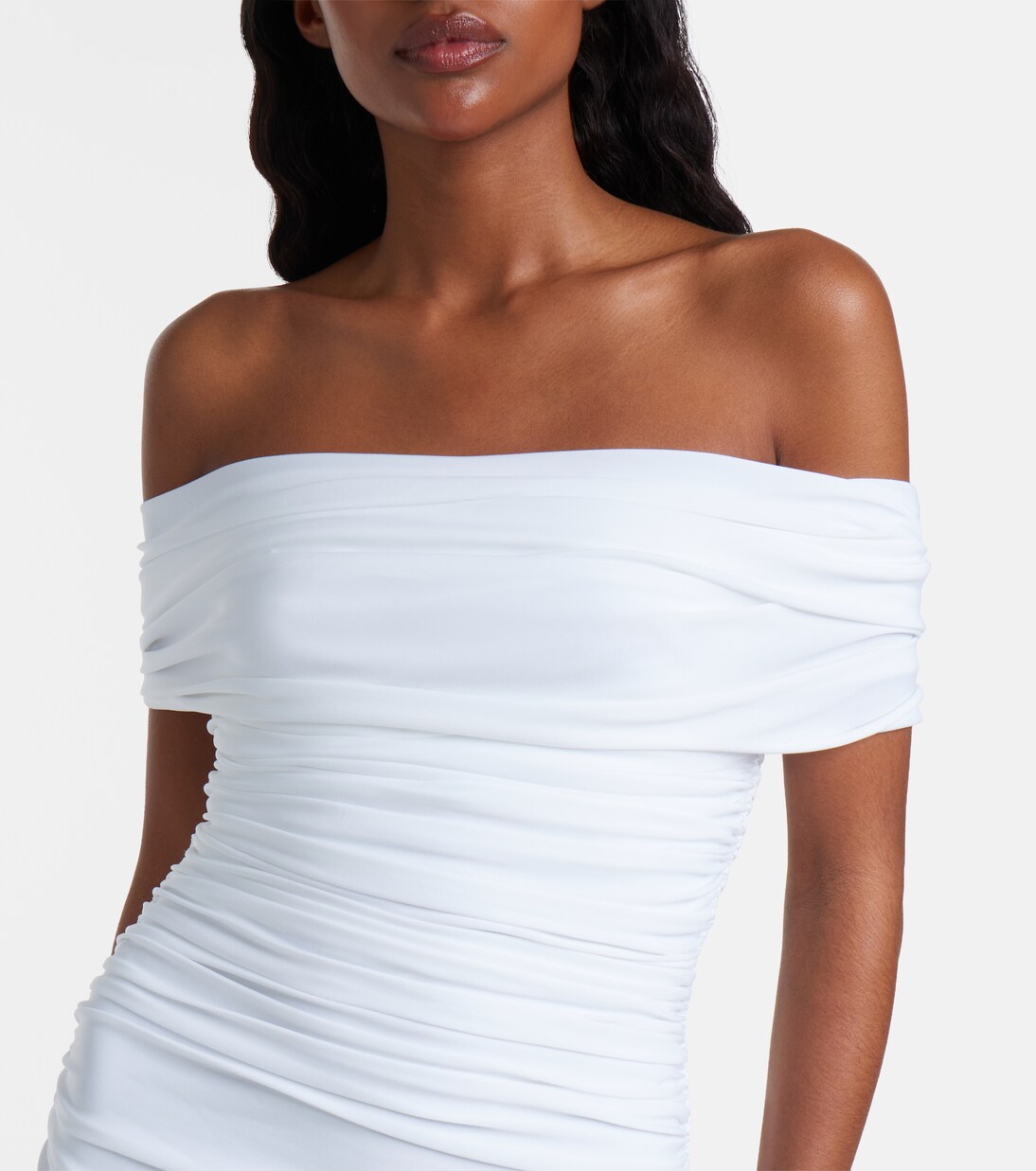 Ruched off-shoulder midi dress | Norma Kamali