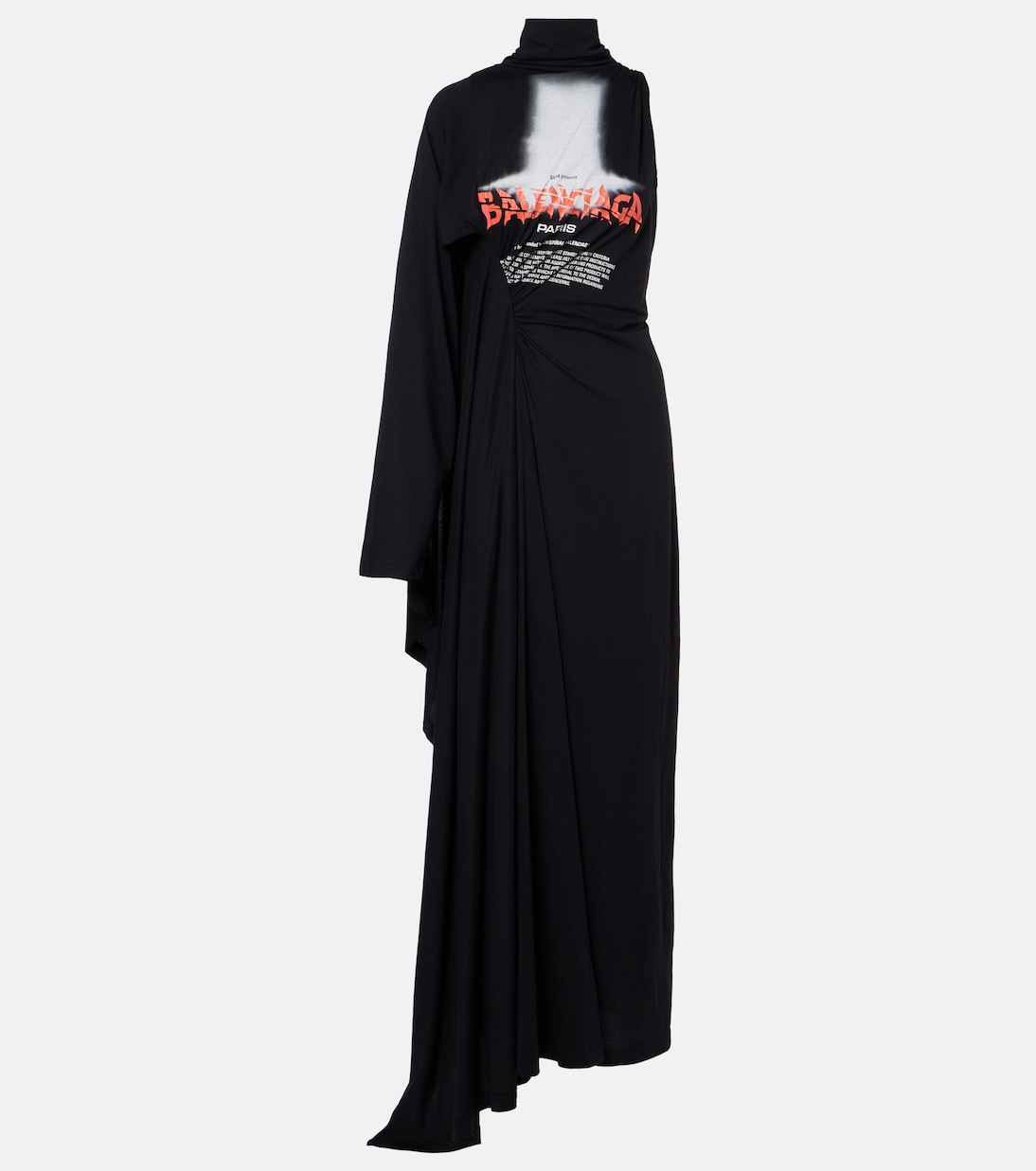 Logo caped cotton jersey maxi dress | Balenciaga