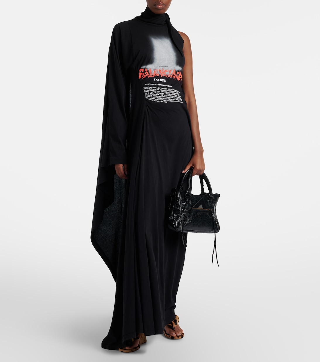 Logo caped cotton jersey maxi dress | Balenciaga