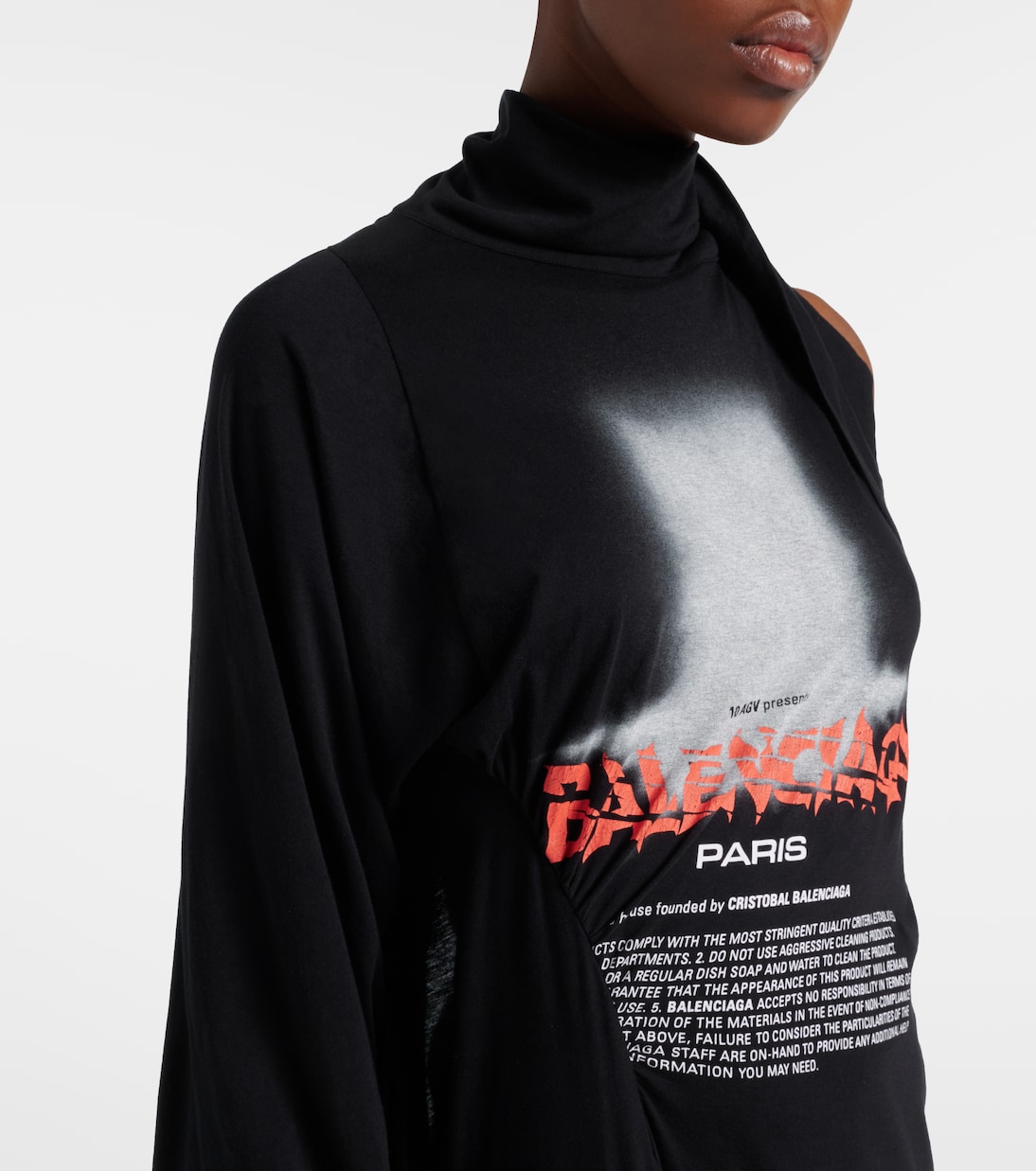 Logo caped cotton jersey maxi dress | Balenciaga