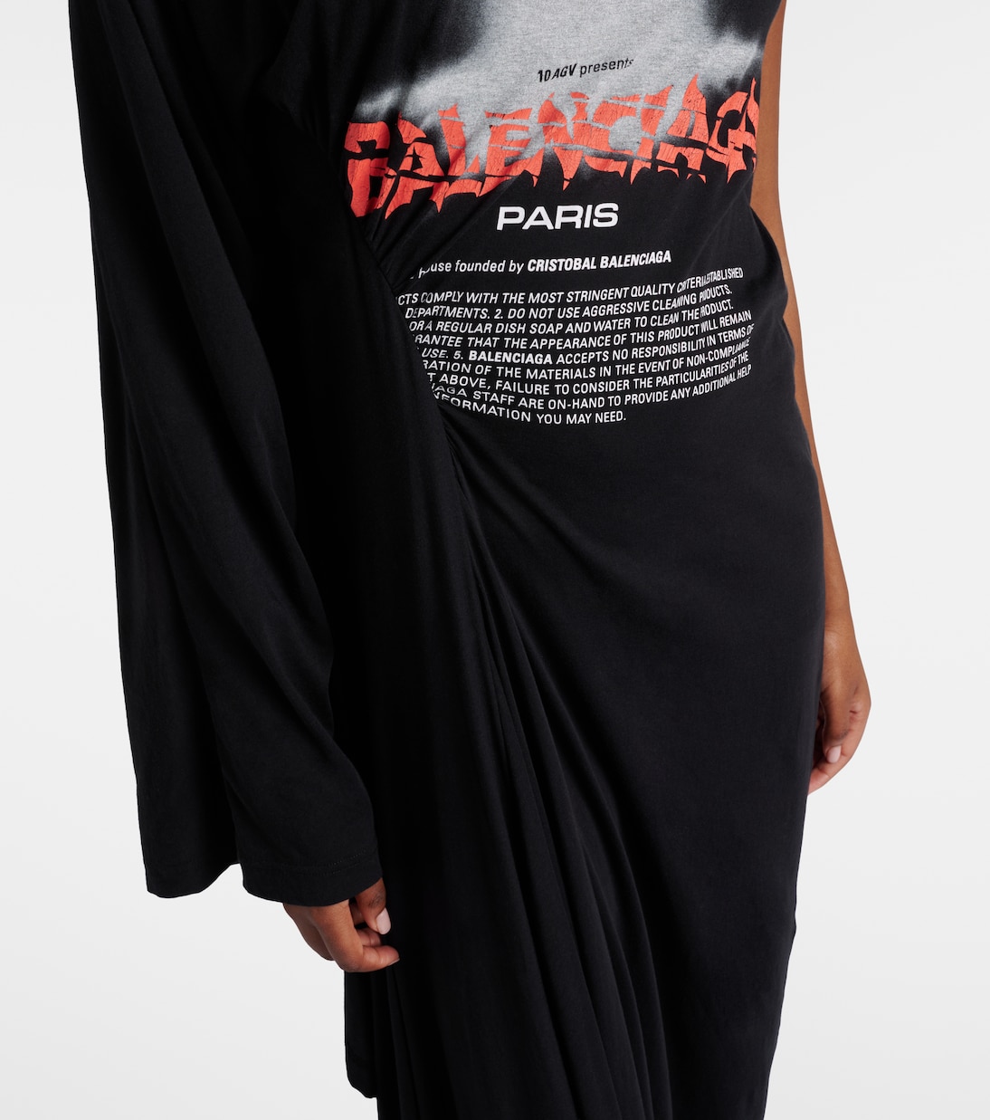 Logo caped cotton jersey maxi dress | Balenciaga