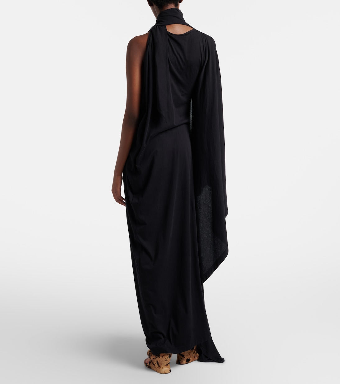 Logo caped cotton jersey maxi dress | Balenciaga