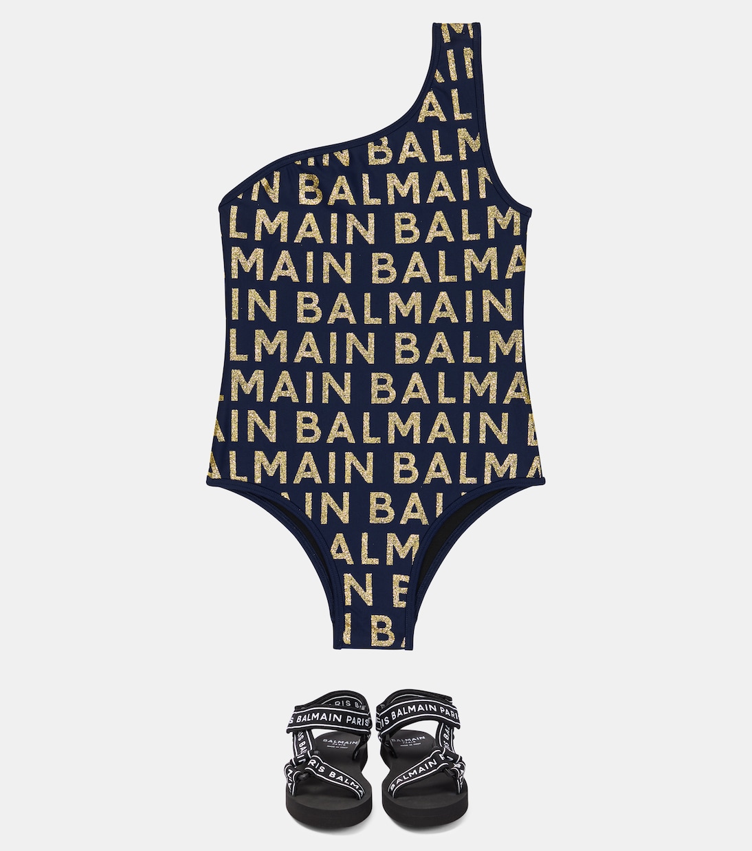 Logo one-shoulder swimsuit | Balmain Kids