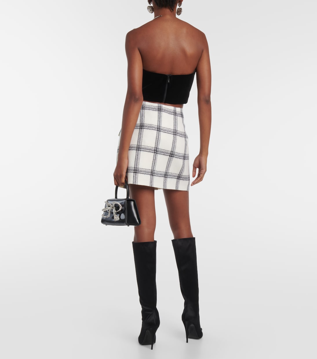 Cropped-Top aus Samt | Self-Portrait