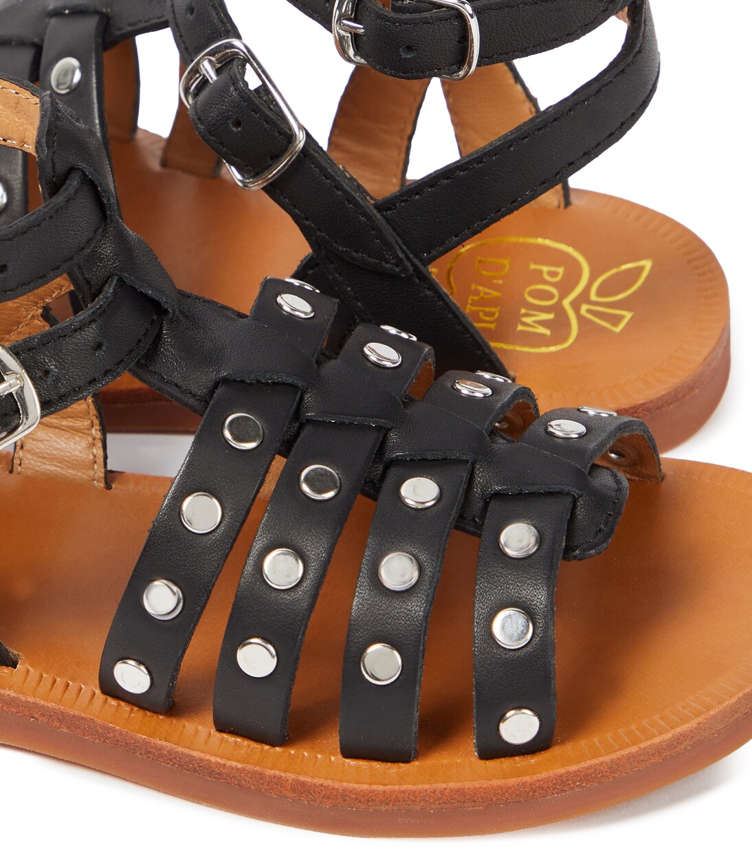Sandalen Plagette Stud aus Leder | Pom d'Api