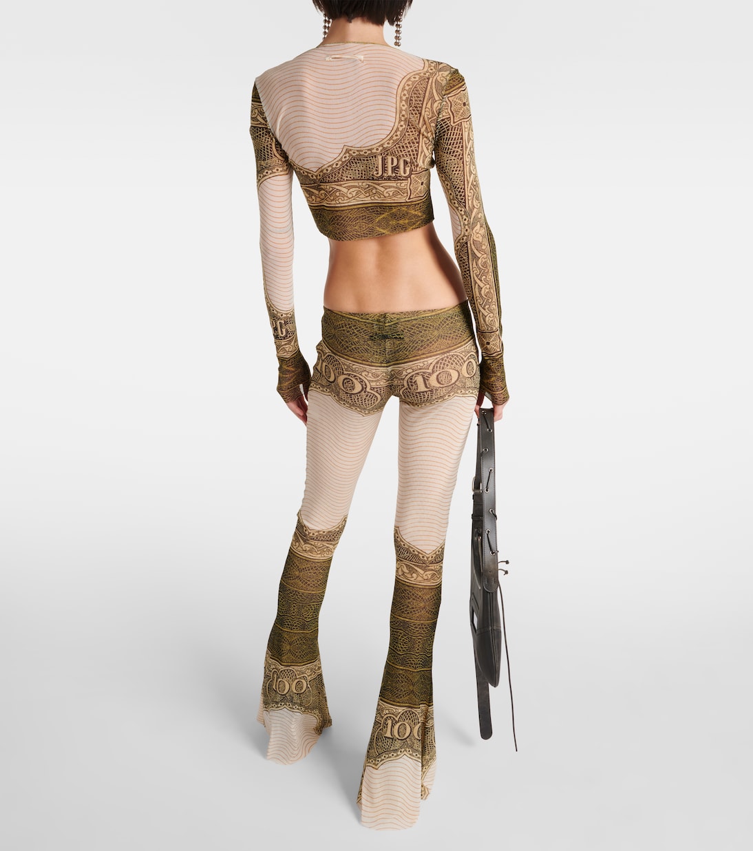 Bedrucktes Cropped-Top aus Mesh | Jean Paul Gaultier