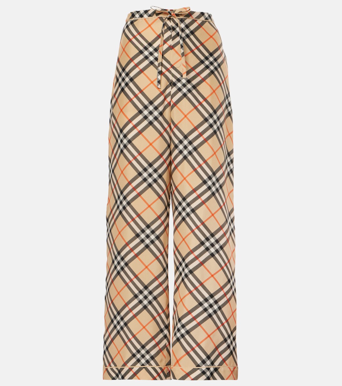 Weite Hose Burberry Check aus Seide | Burberry