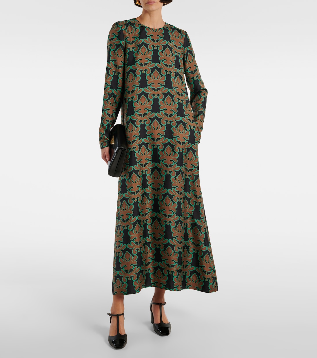Swing printed silk twill midi dress | La DoubleJ