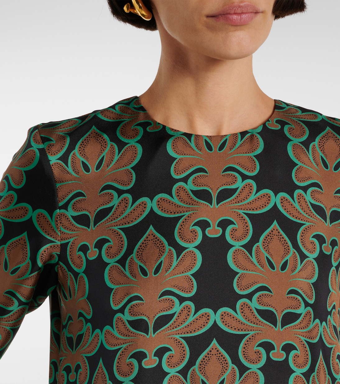 Swing printed silk twill midi dress | La DoubleJ