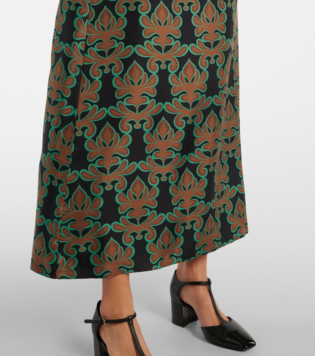 Swing printed silk twill midi dress | La DoubleJ