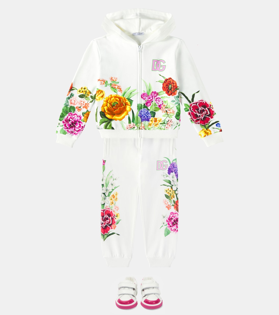 DG floral cotton jersey sweatpants | Dolce&Gabbana Kids