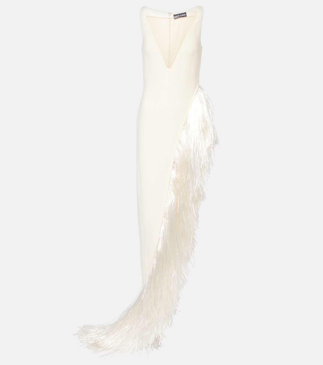 Fringed asymmetric cady gown | David Koma