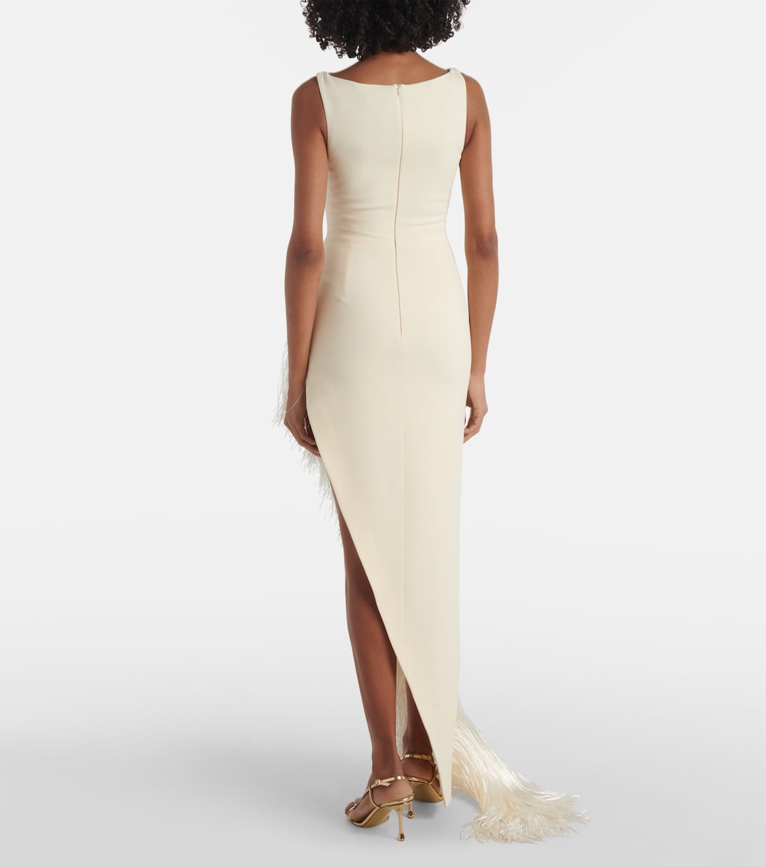 Fringed asymmetric cady gown | David Koma