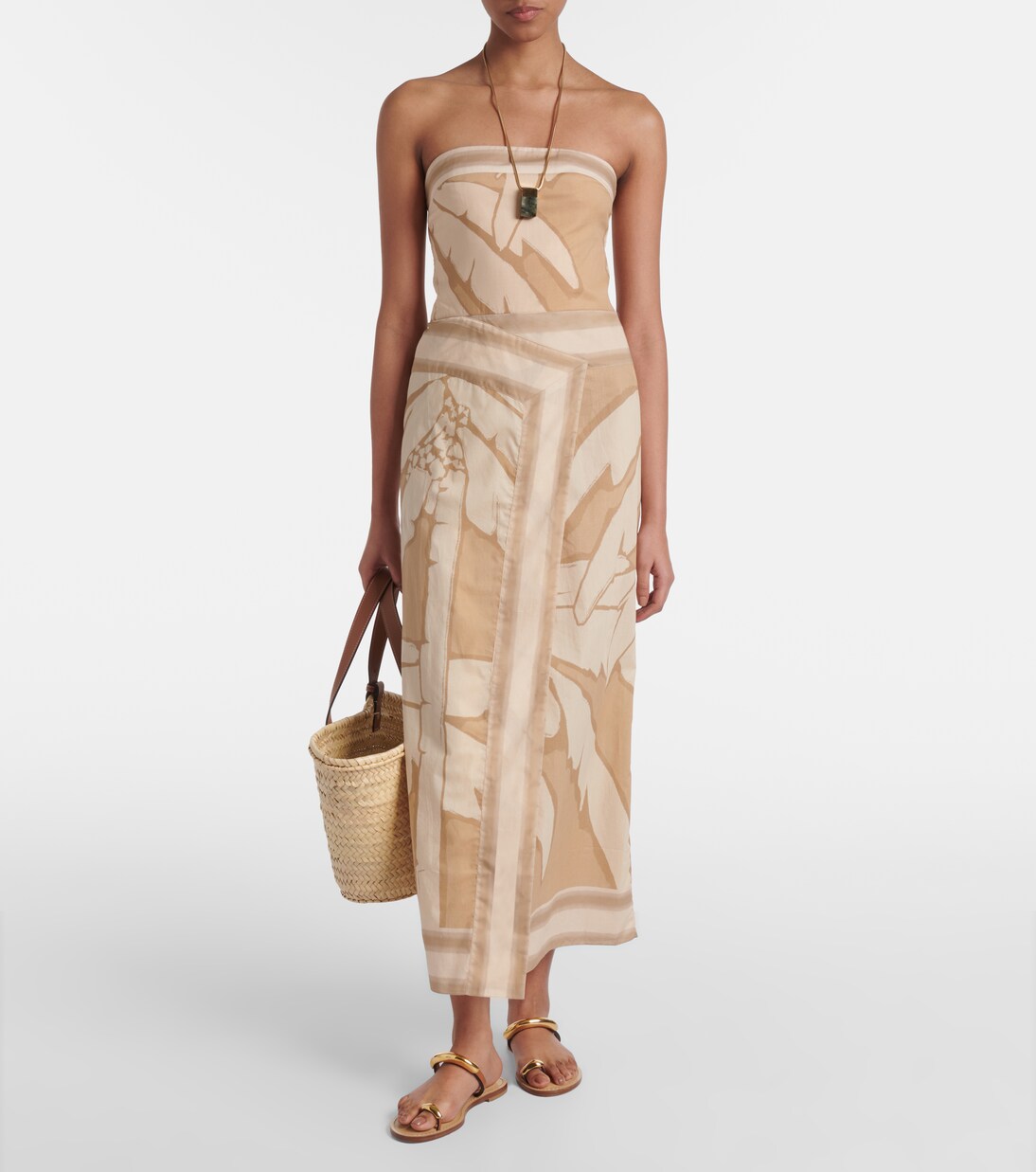 Midikleid Palms Pontoon aus Baumwollpopeline | Johanna Ortiz