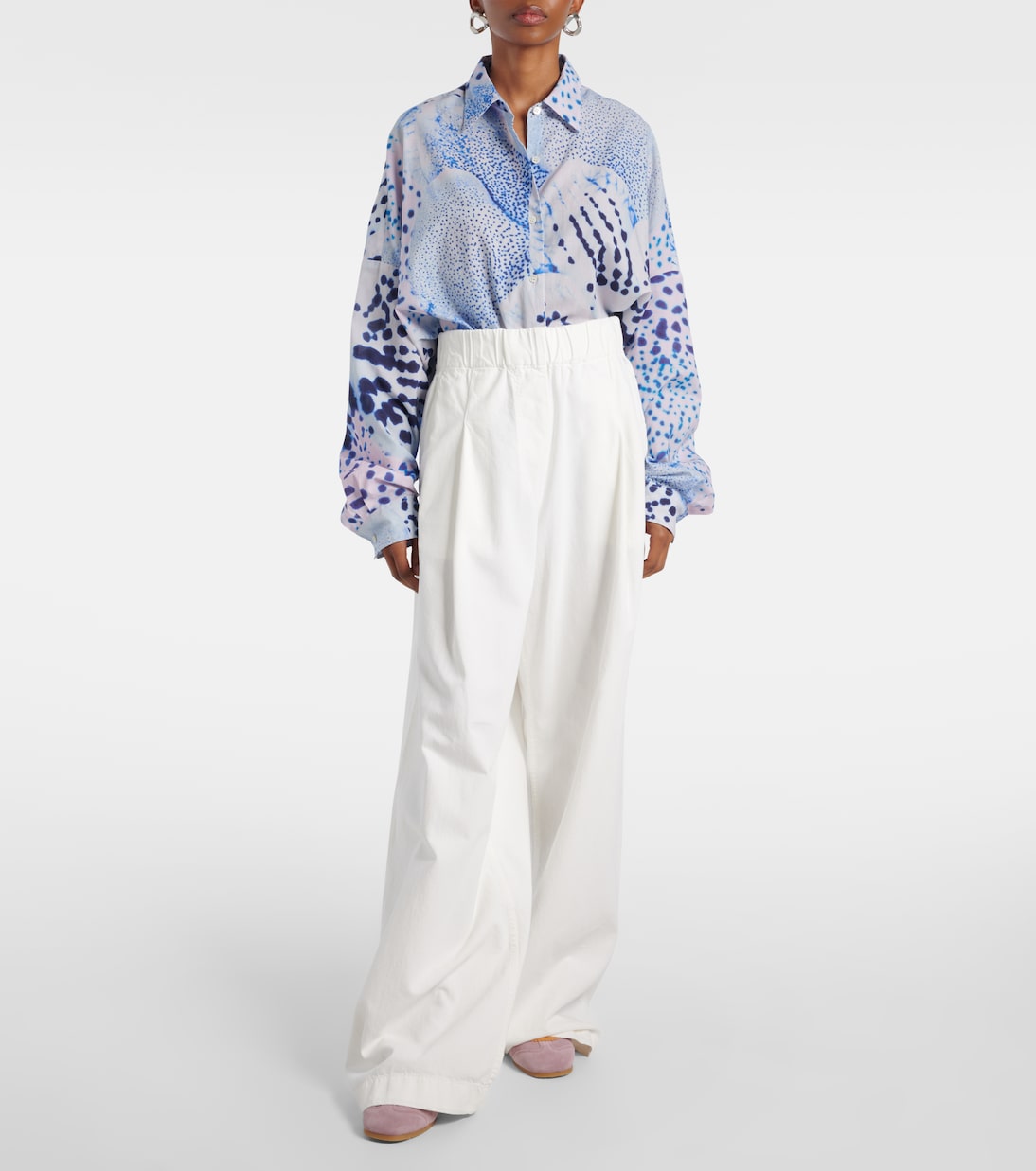 Pantalon ample à taille haute en jean  | Dries Van Noten