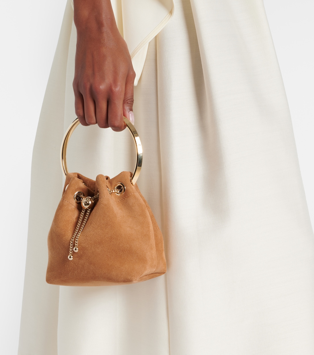 Bon Bon Small suede bucket bag | Jimmy Choo
