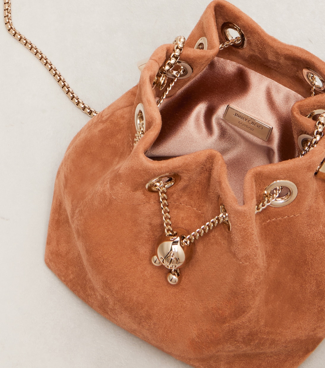 Bon Bon Small suede bucket bag | Jimmy Choo
