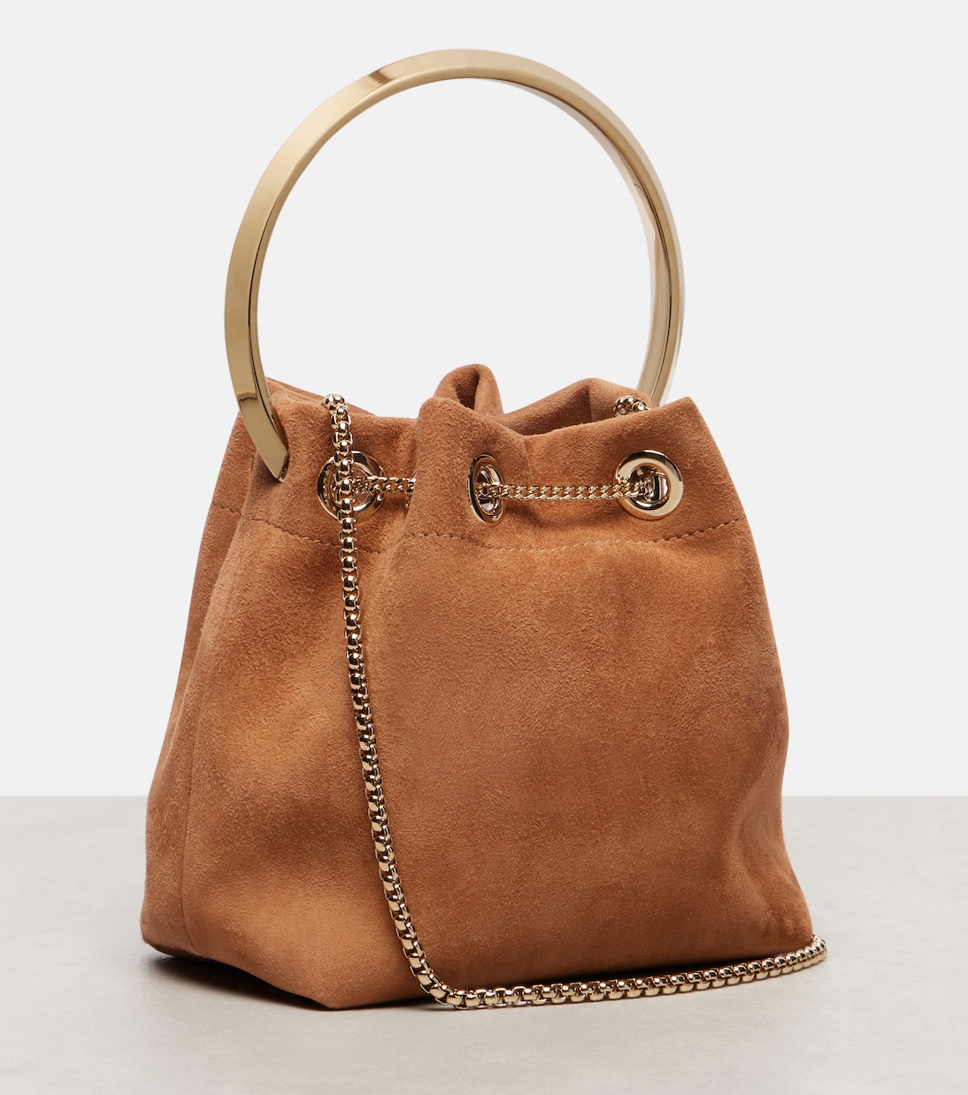 Bon Bon Small suede bucket bag | Jimmy Choo