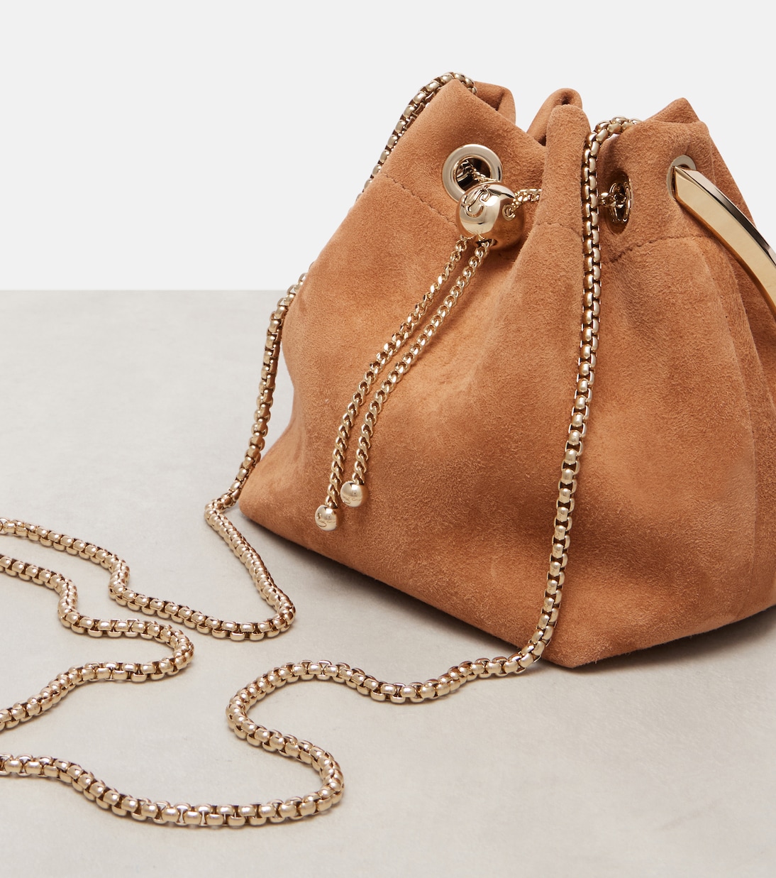 Bon Bon Small suede bucket bag | Jimmy Choo