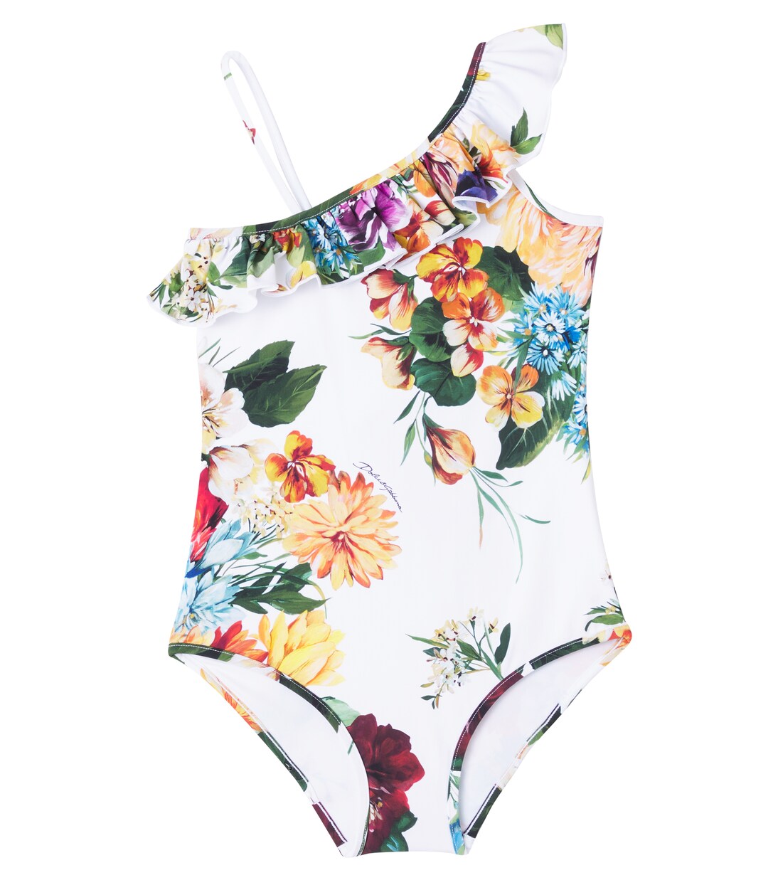 Fiori printed ruffled swimsuit | Dolce&Gabbana Kids