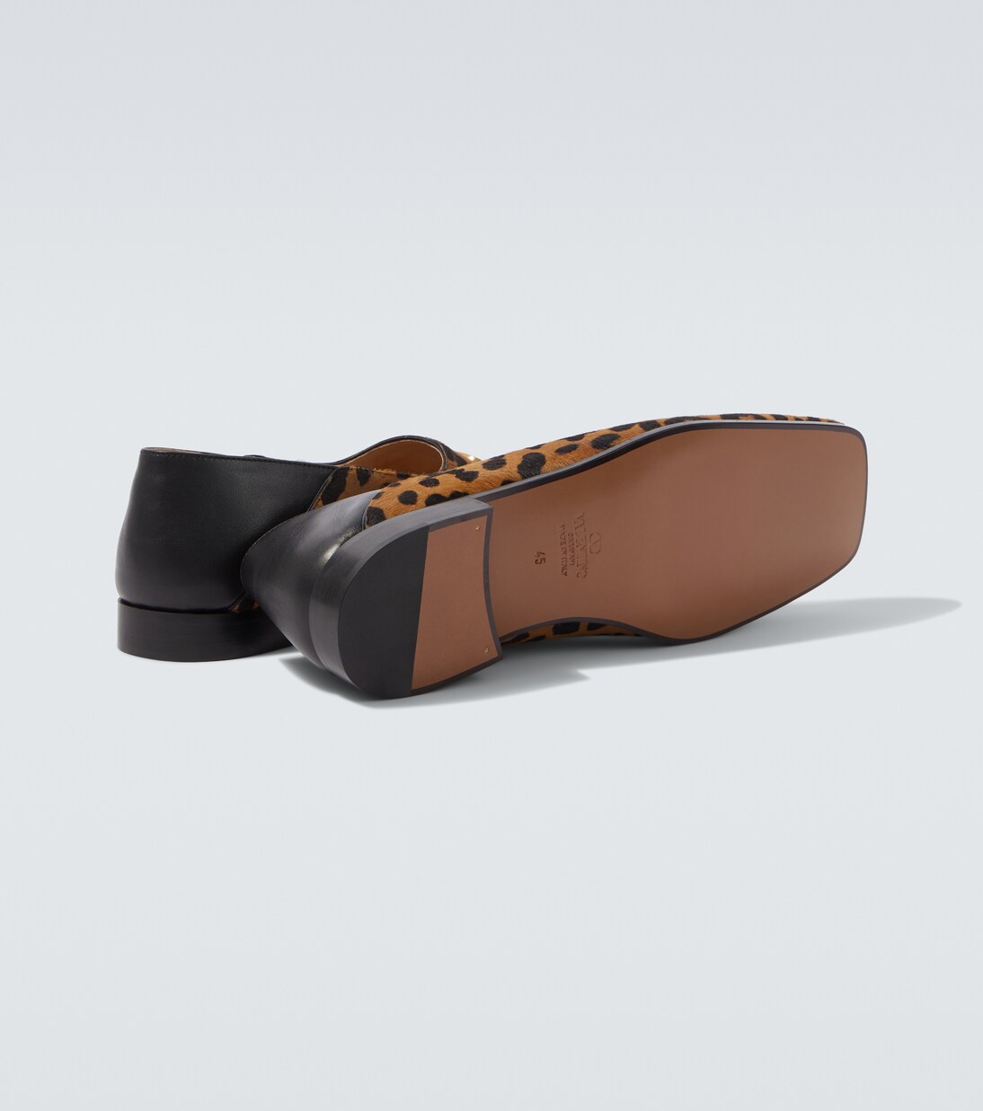 Babouche Fauve Éclat calf hair loafers | Valentino Garavani