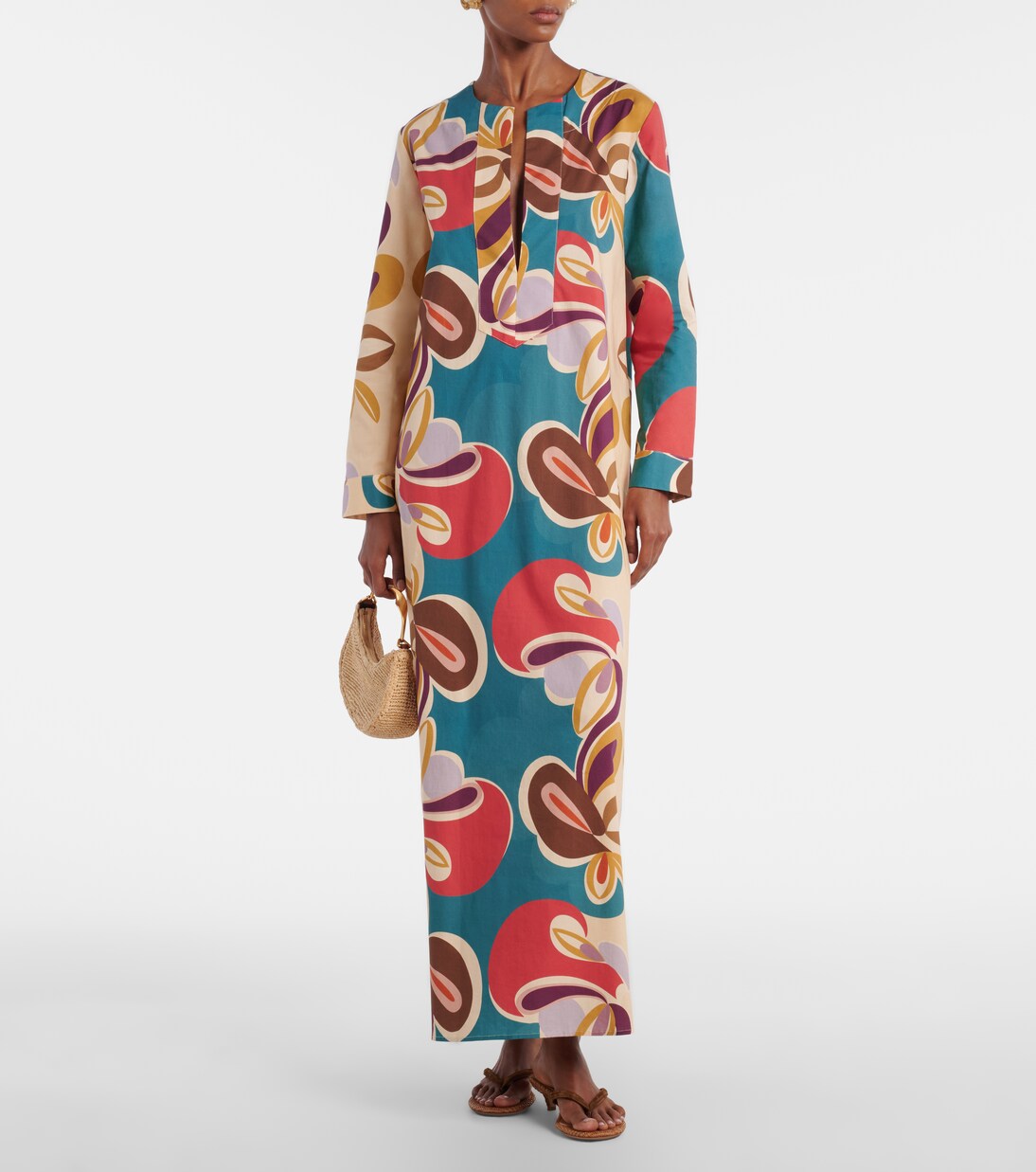 Printed cotton-blend kaftan | Adriana Degreas