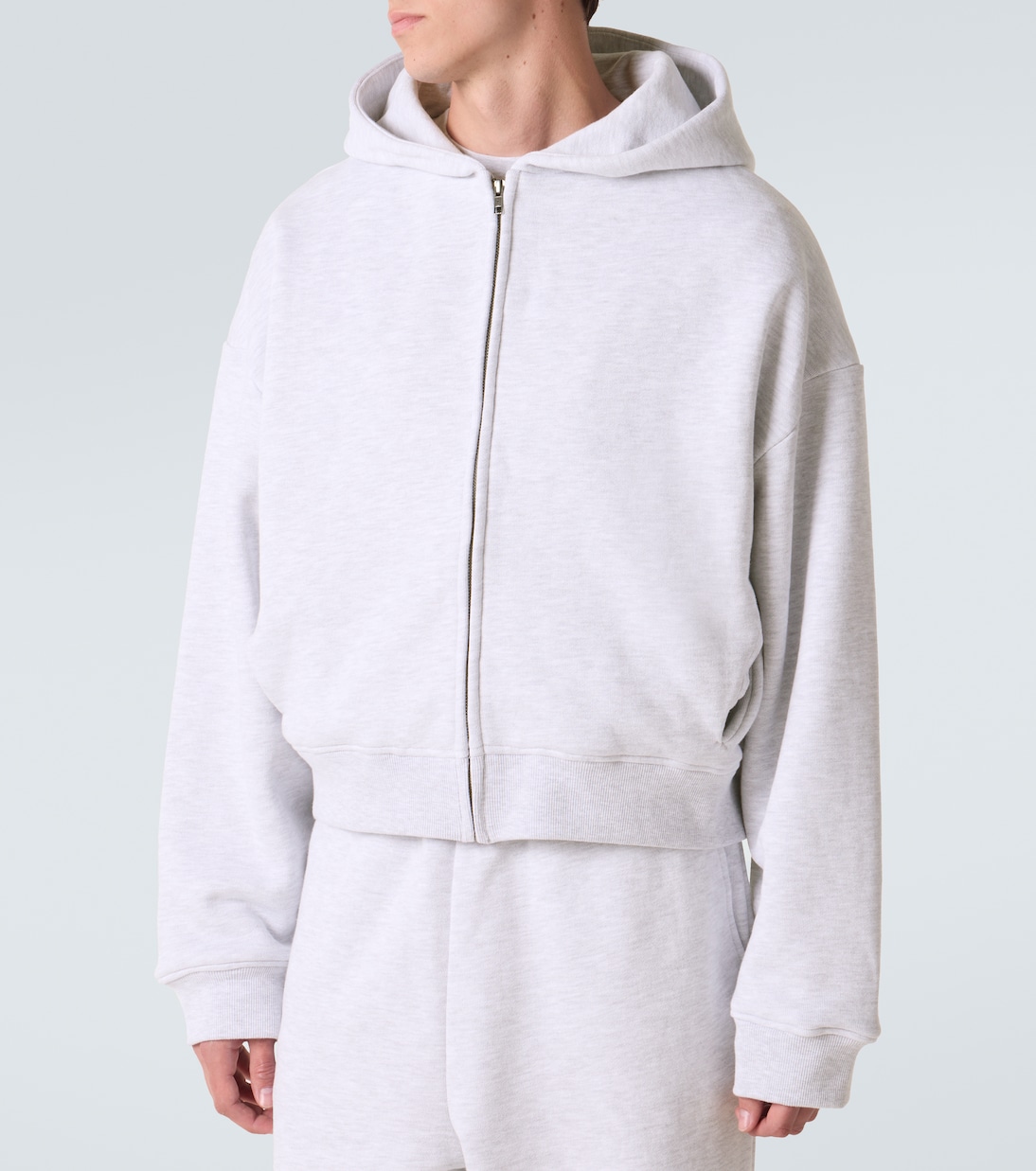Felpa cropped in cotone con cappuccio e zip | Entire Studios