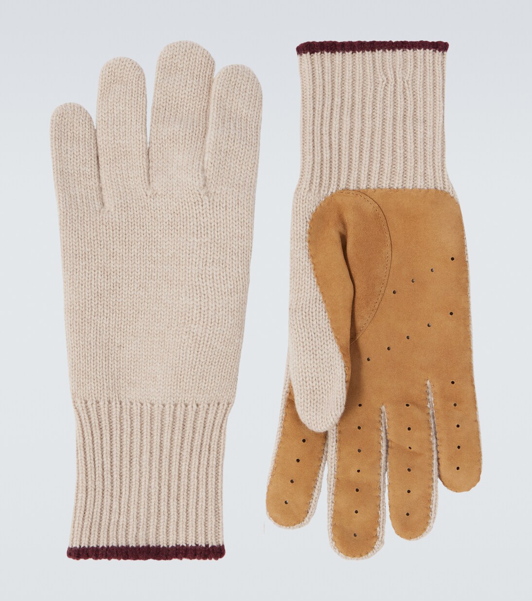 Handschuhe aus Kaschmir mit Veloursleder | Brunello Cucinelli