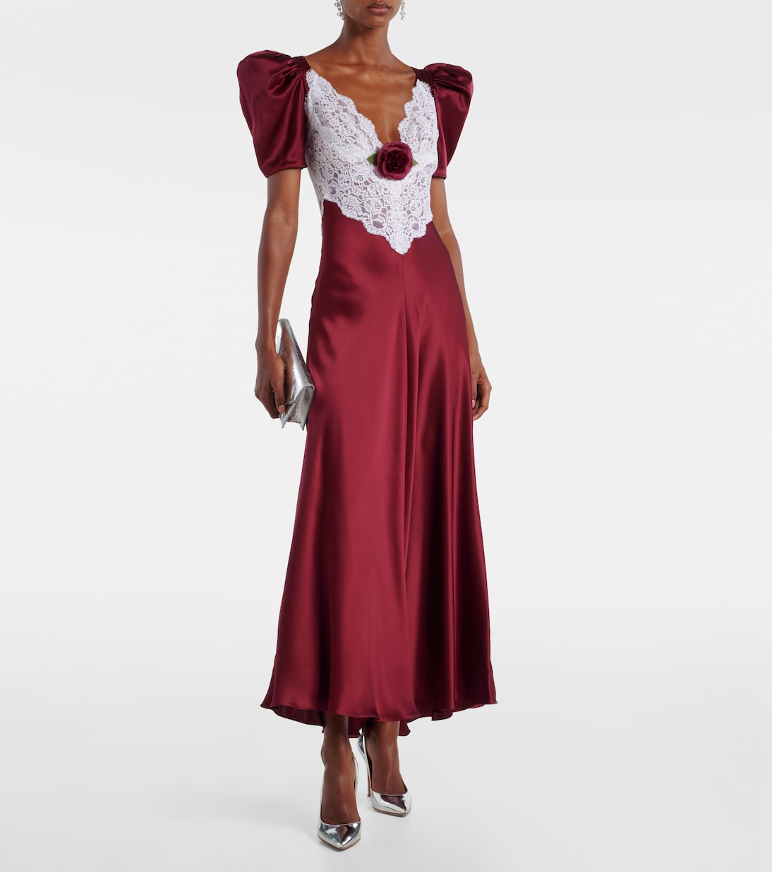 Robe longue en soie et dentelle | Rodarte