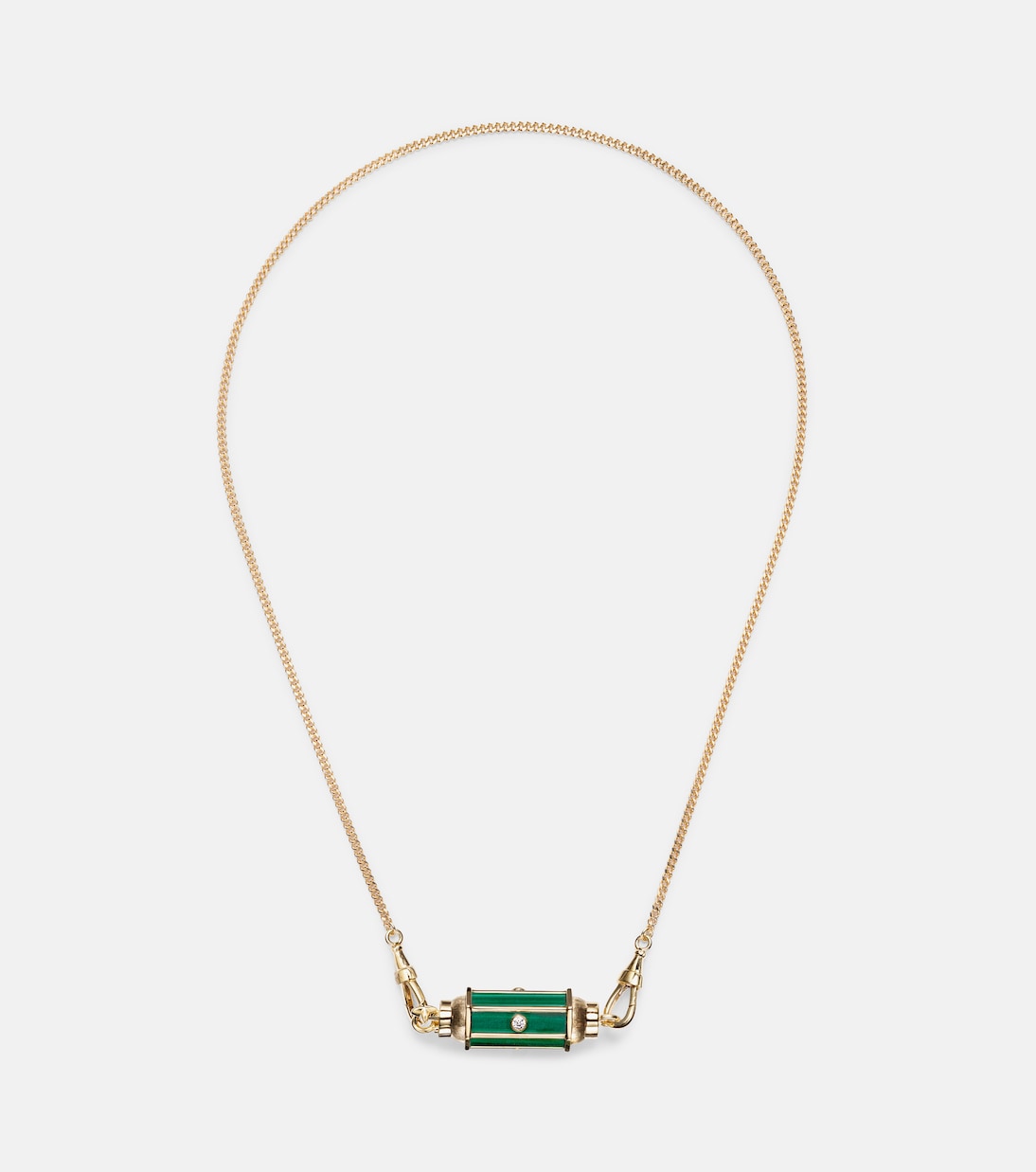 Baby Locket 18kt gold pendant necklace with malachite and diamonds | Marie Lichtenberg