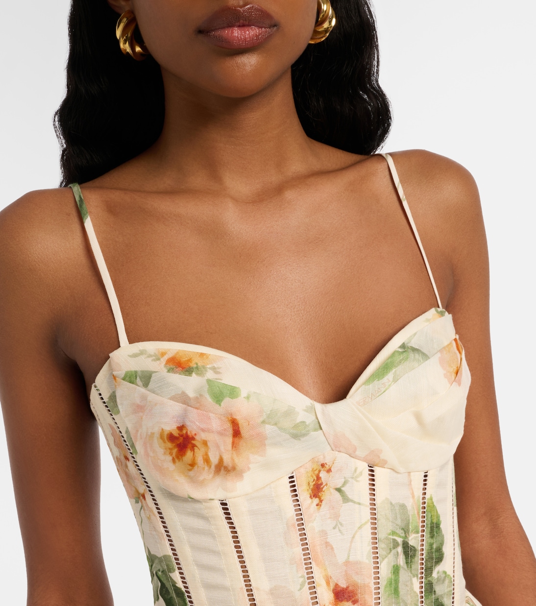 Carousel floral silk and linen bustier dress | Zimmermann