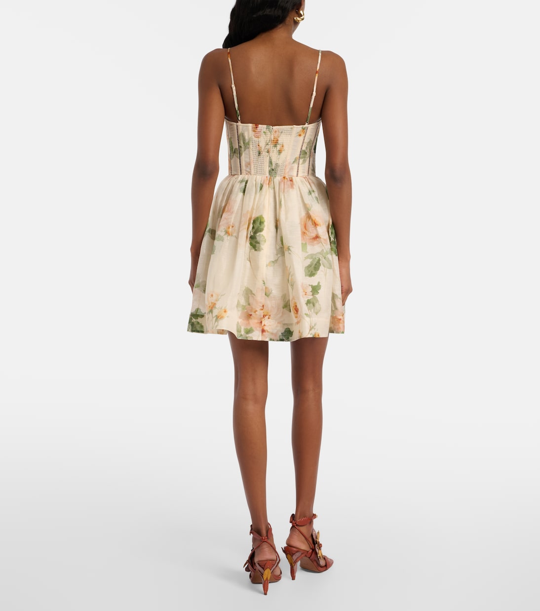 Carousel floral silk and linen bustier dress | Zimmermann