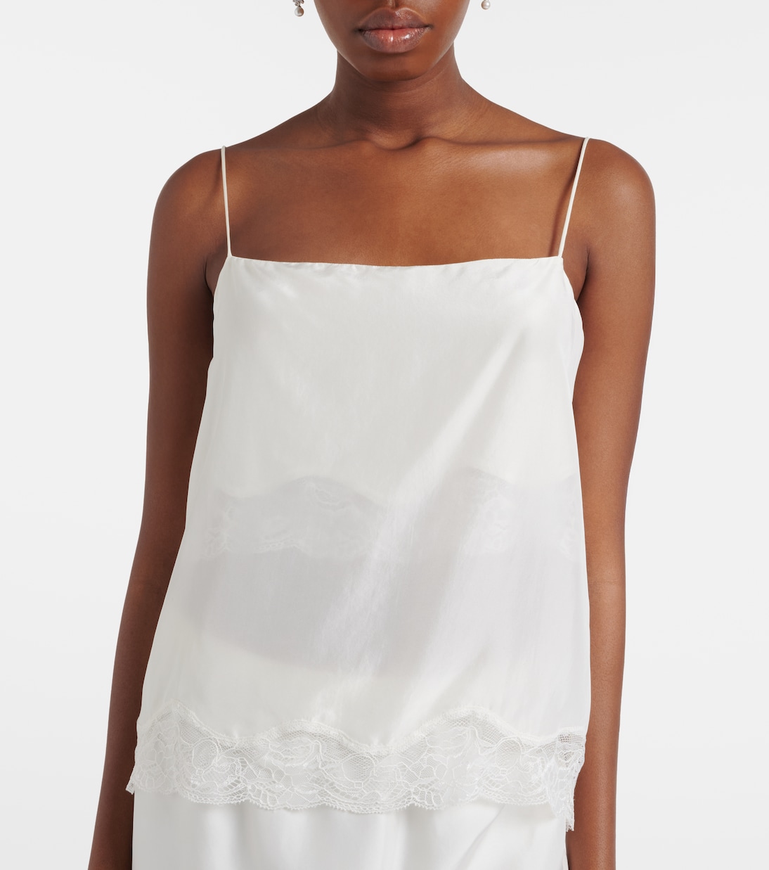 Playful Volumes lace-trimmed silk top | Dorothee Schumacher