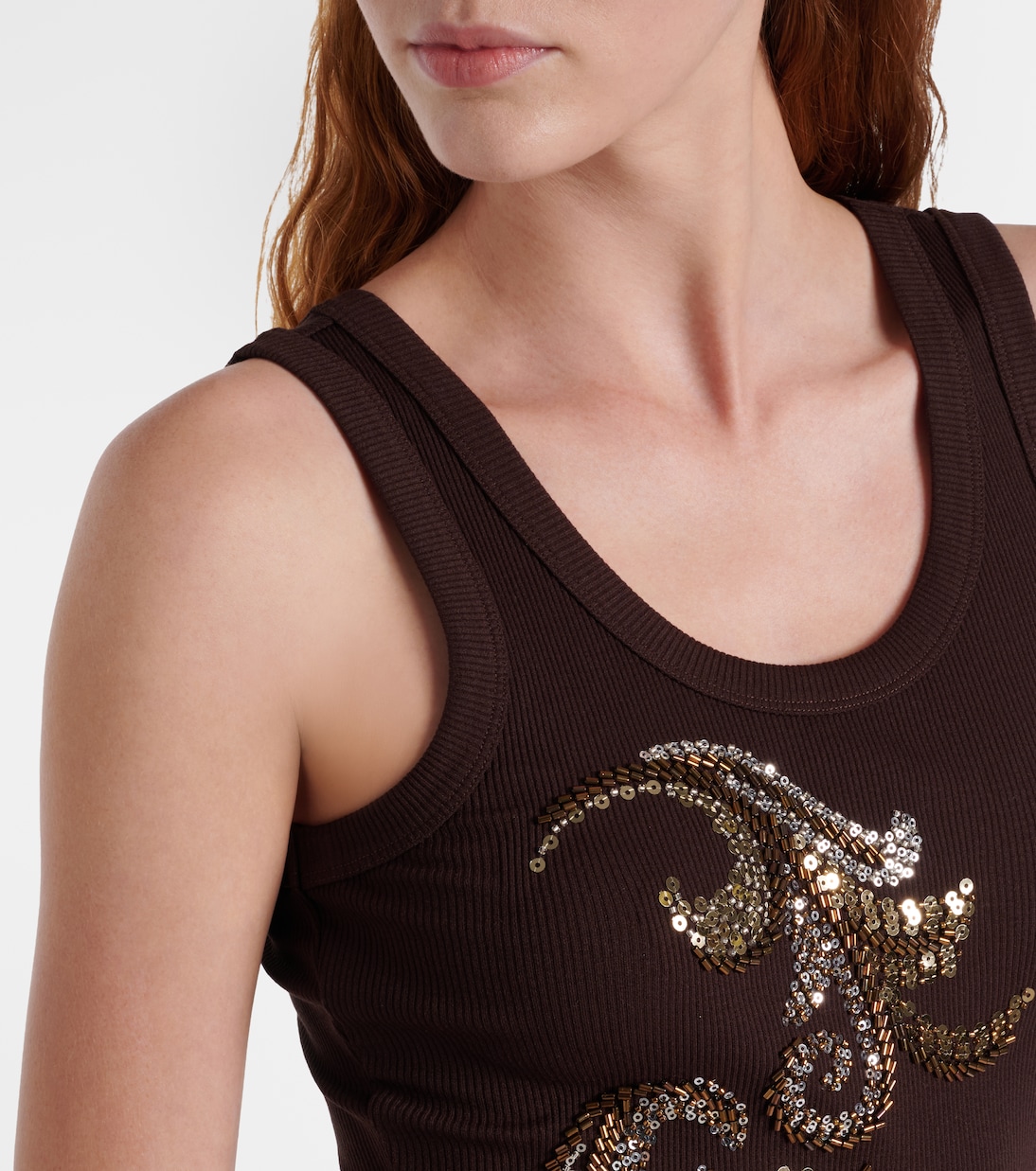Ribbed-knit sequined tank top | Xu Zhi