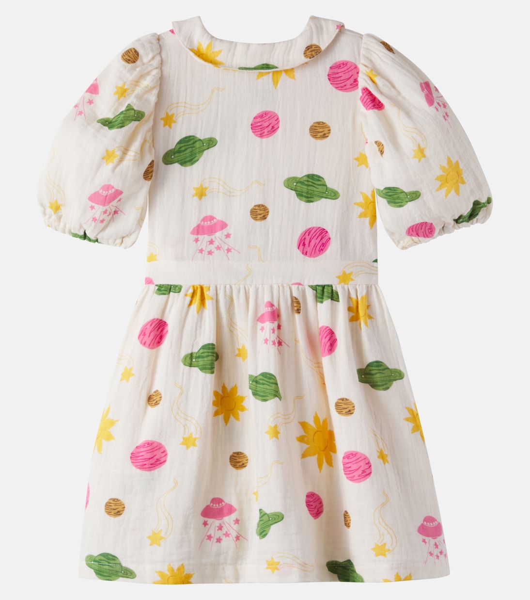 Space printed cotton muslin dress | Mini Rodini