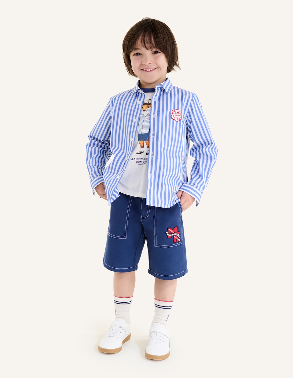x Maison Kitsuné Elzo cotton shorts | Bonpoint