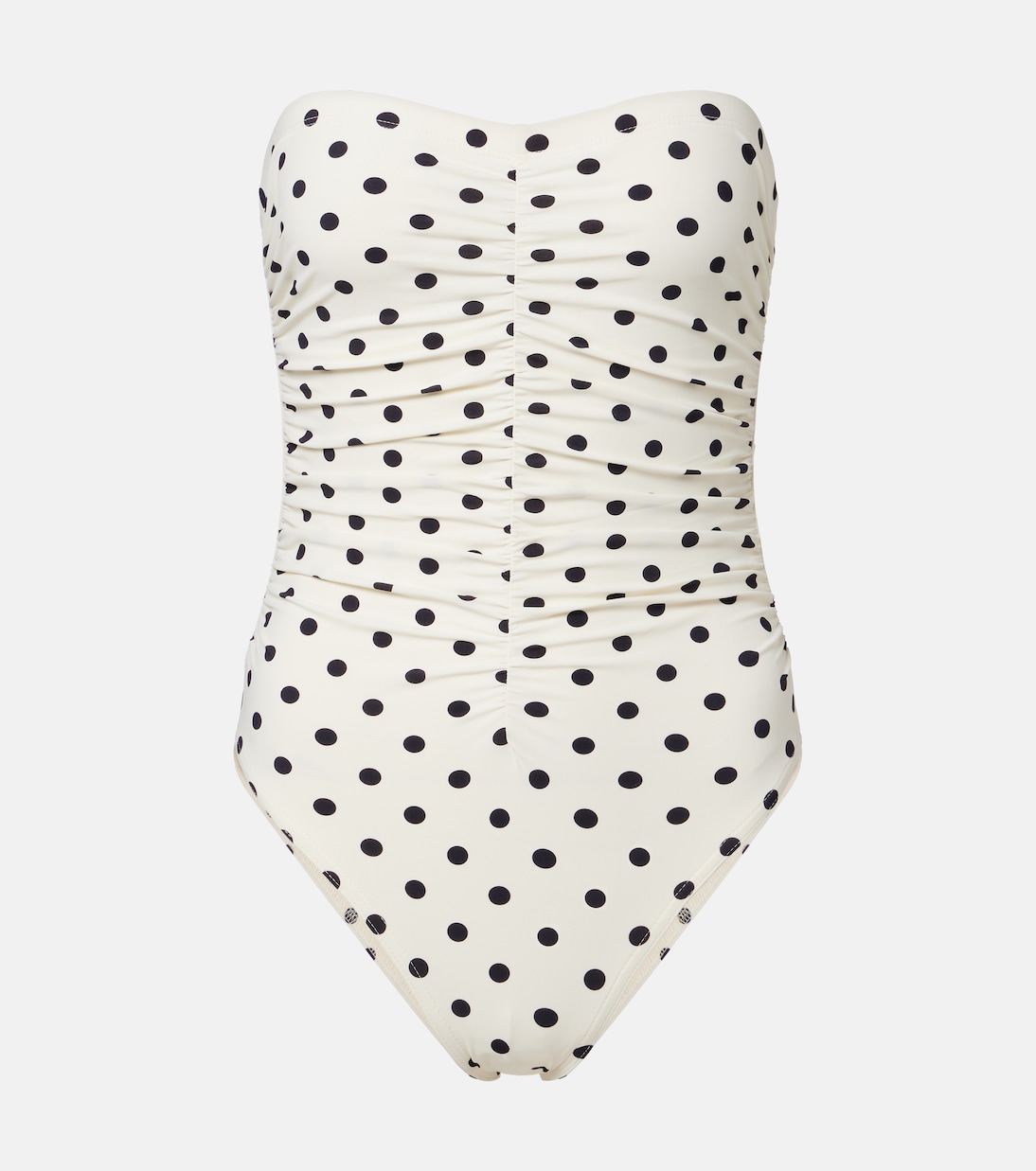 Gathered polka-dot bandeau swimsuit | Karla Colletto