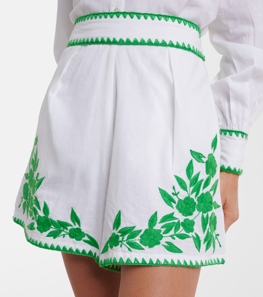 Shorts in cotone e lino con ricamo | Juliet Dunn