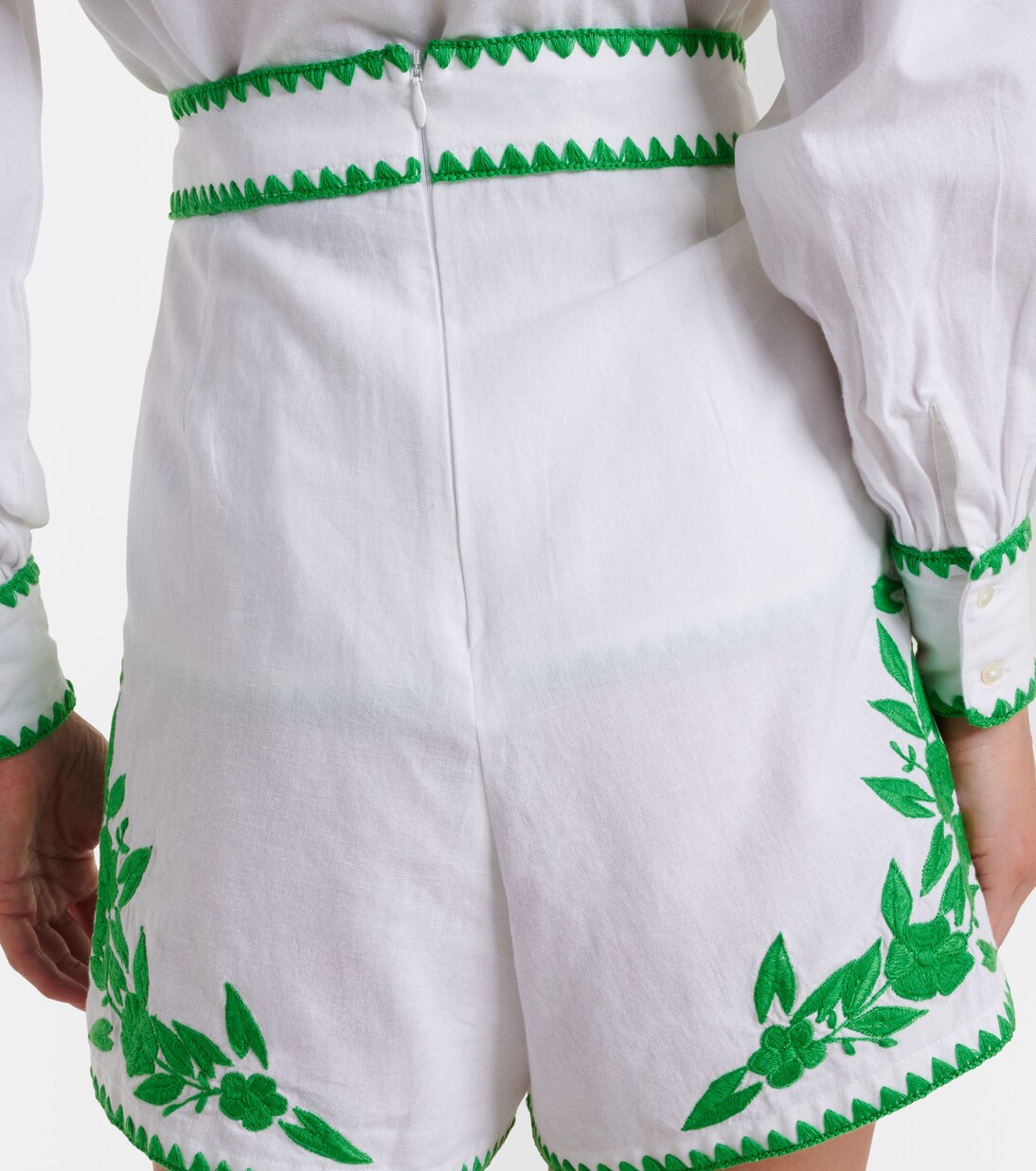 Shorts in cotone e lino con ricamo | Juliet Dunn