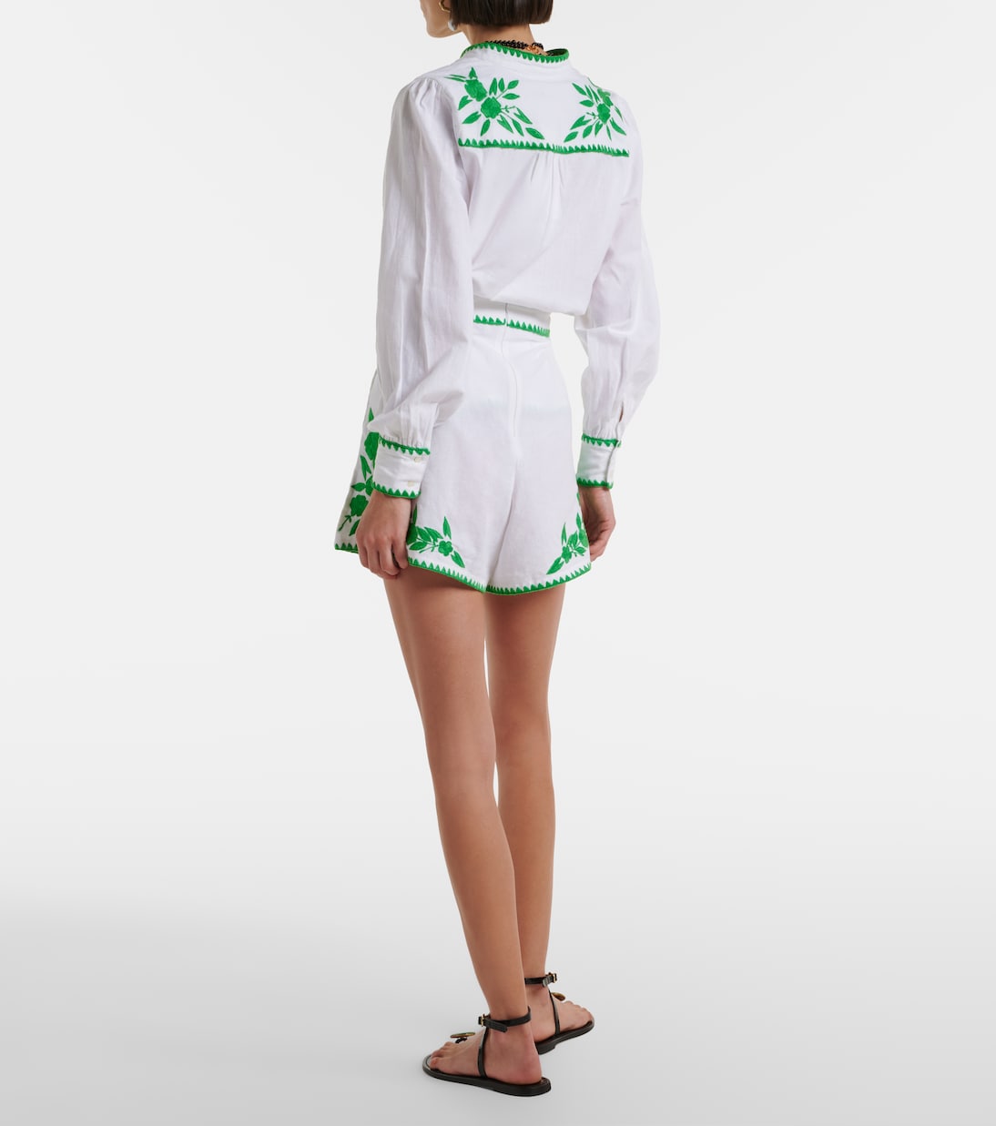 Shorts in cotone e lino con ricamo | Juliet Dunn