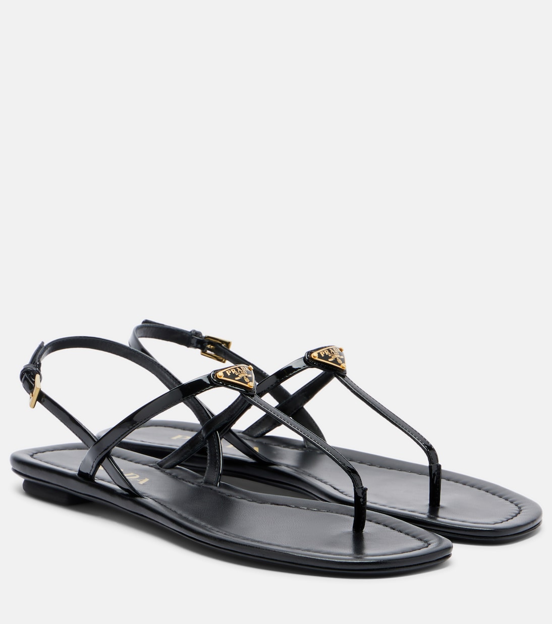 Patent leather thong sandals | Prada