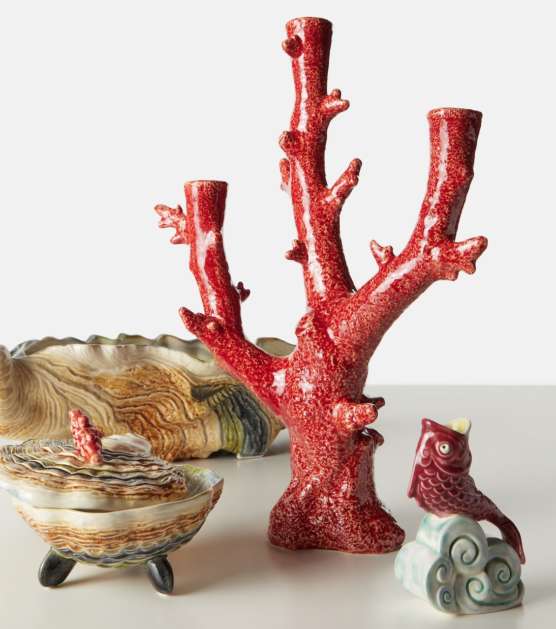 Candelabro Coral de loza | Bordallo Pinheiro