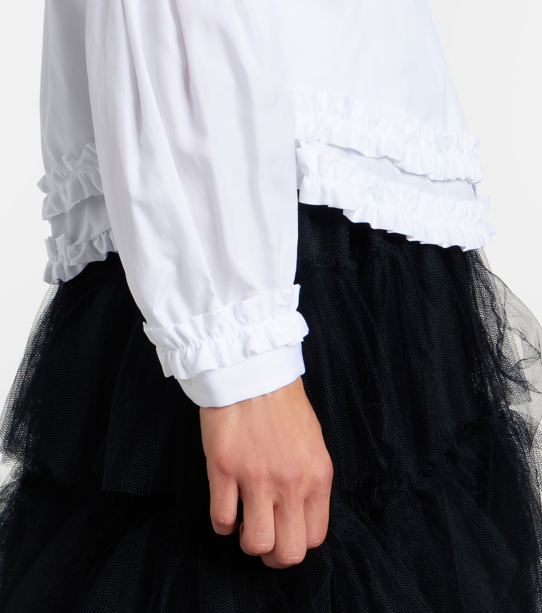 Bow-detail ruffled cotton poplin shirt | Noir Kei Ninomiya
