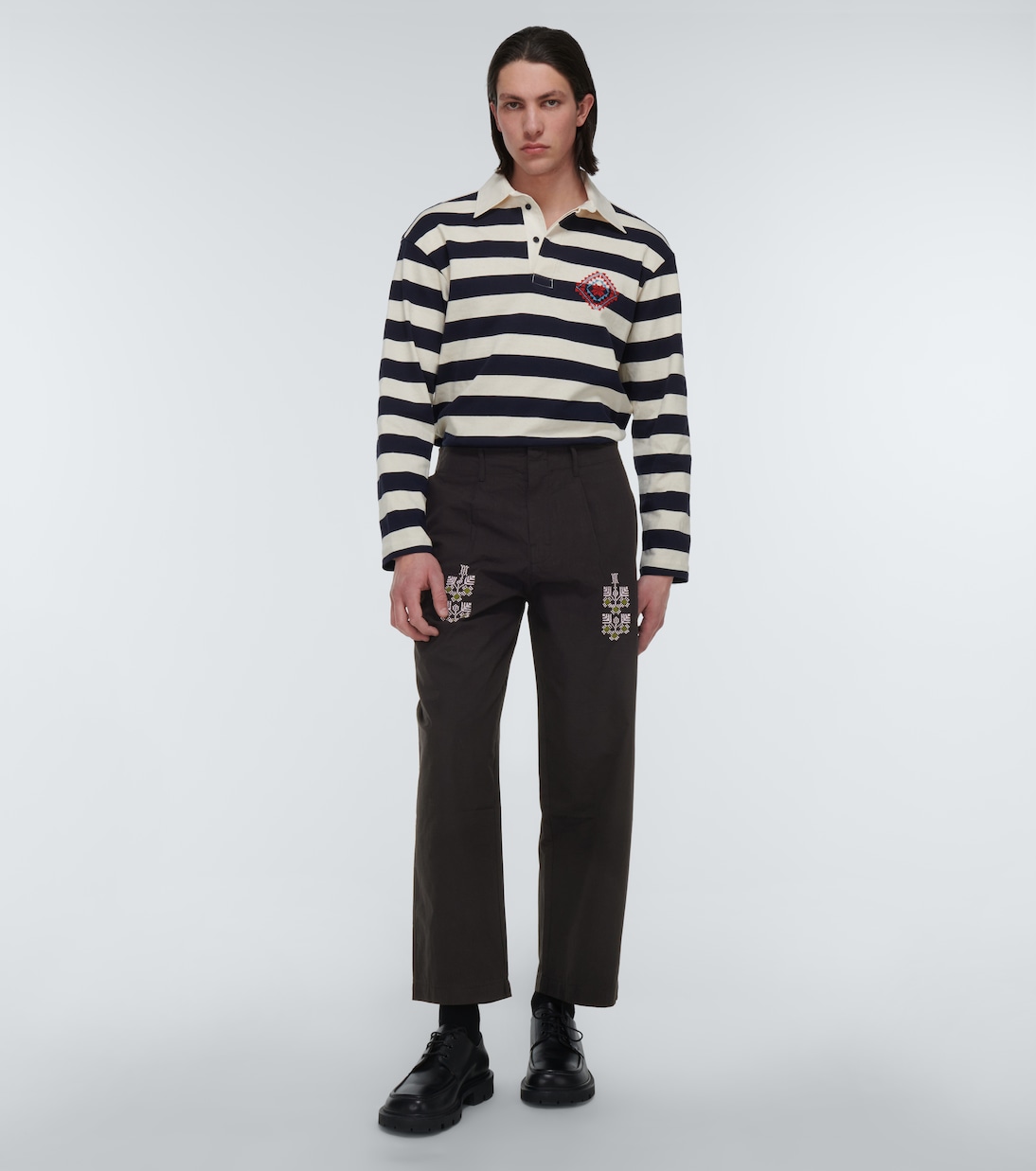 Qrunful embroidered cotton pants | Adish